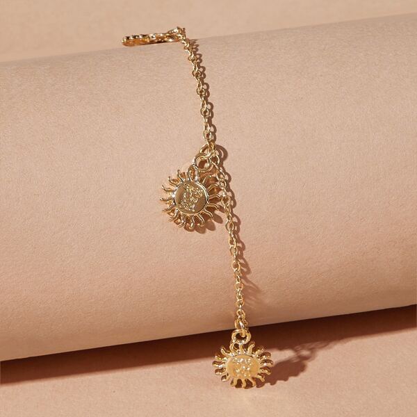 

Sun Charm Chain Anklet 1pc, Gold
