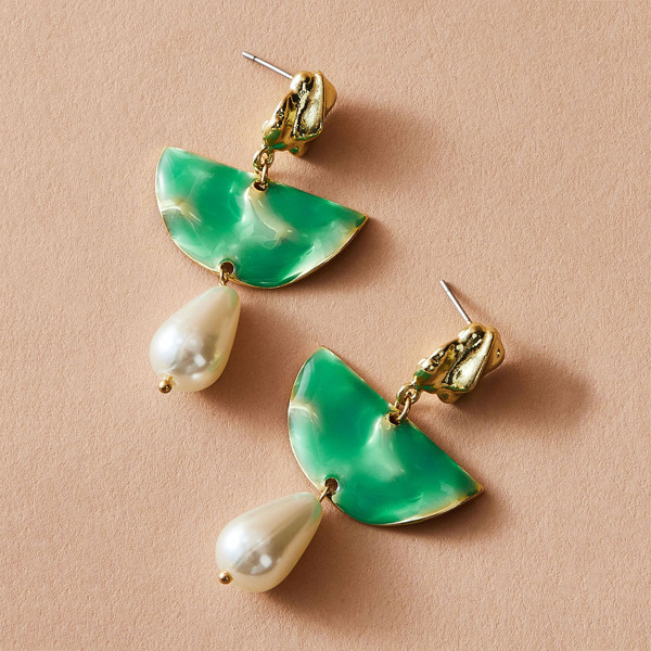 

Semicircle Decor Waterdrop Faux Pearl Drop Earrings 1pair