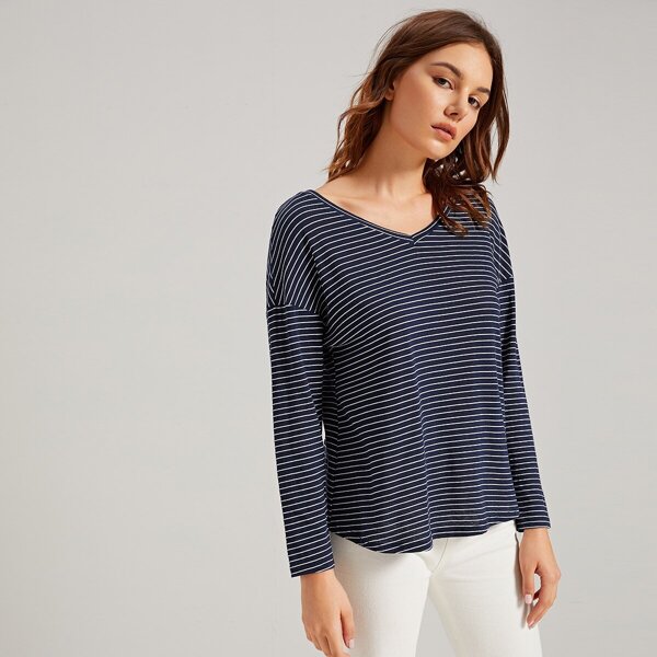 

Drop Shoulder Striped Tee