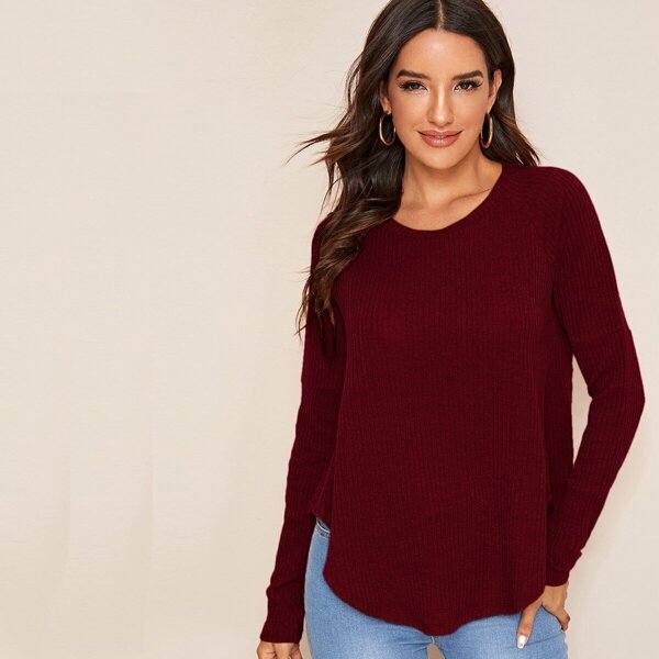 

Трикотажный топ с рукавом-реглан, Бургундия