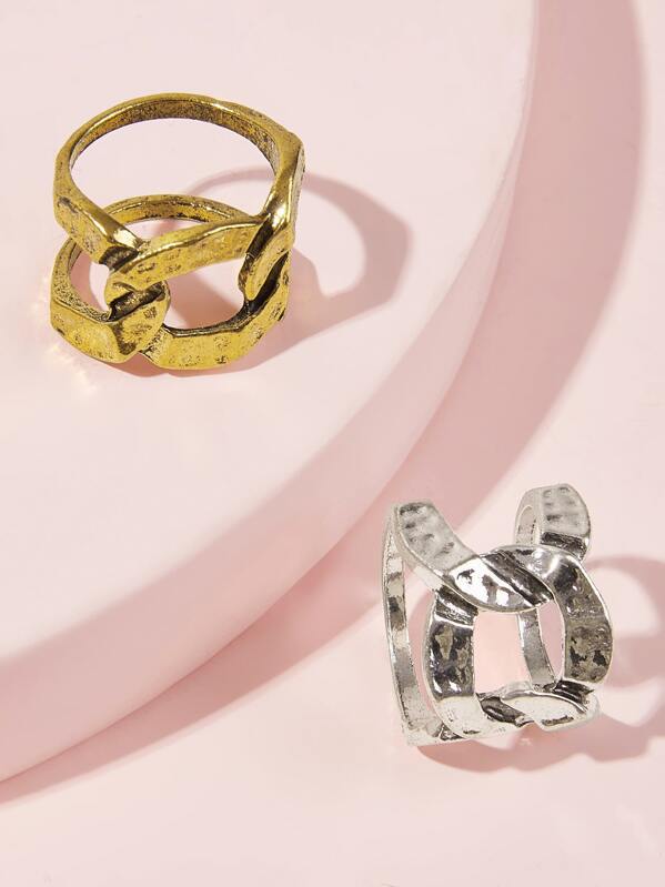 

Textured Hollow Out Decor Ring 2pcs, Multicolor