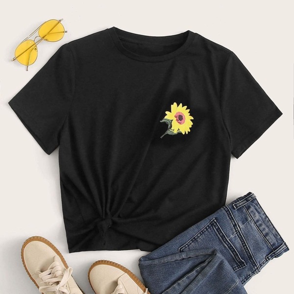 

Sunflower Print Short Sleeve Tee