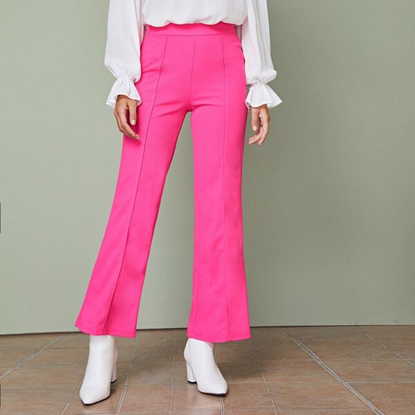 

Neon Pink Zip Side Wide Leg Pants, Pink bright