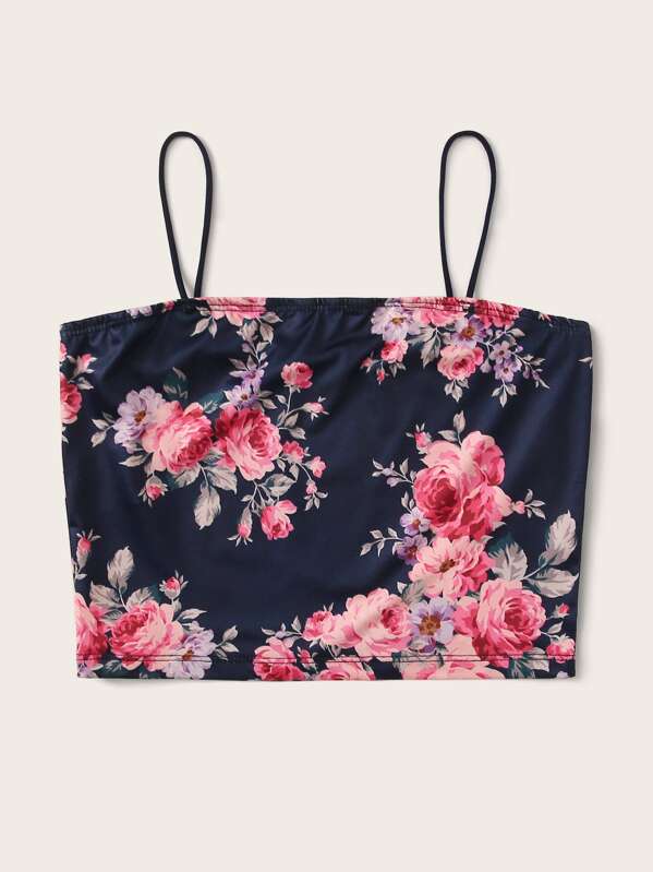 

Botanical Print Cami Top, Navy