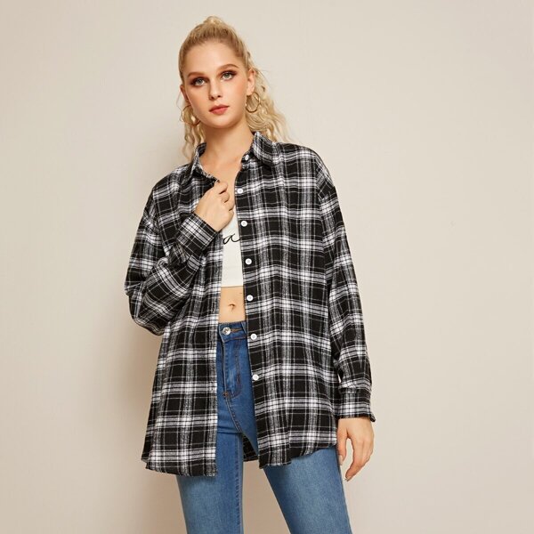 

Tartan Print Button Through Blouse