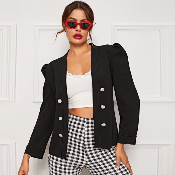 

Double Breasted Puff Sleeve Coat