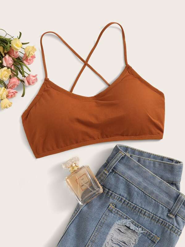 

Crisscross Back Bralette, Brown