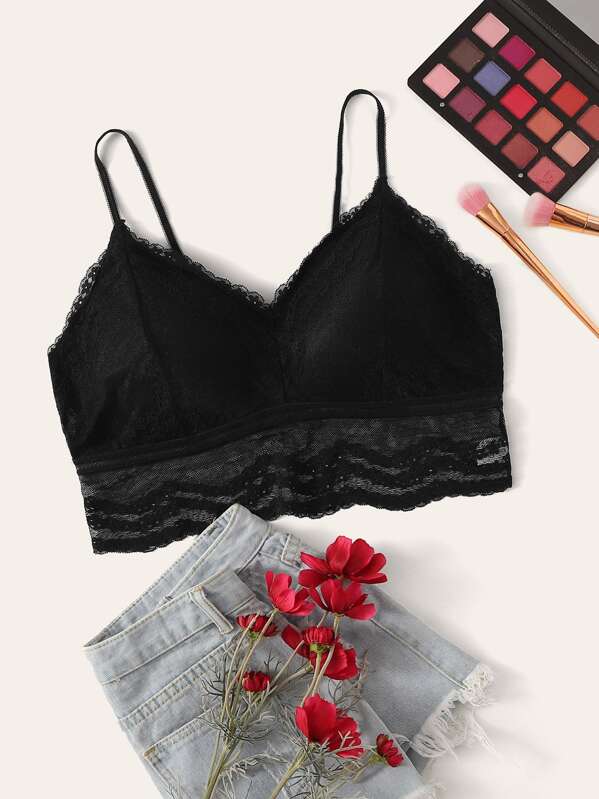 

Plus Floral Lace Bralette, Black