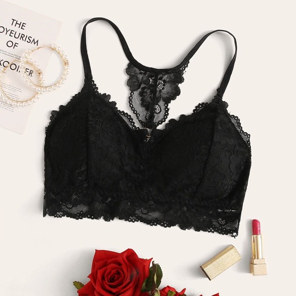

Floral Lace Bralette, Black