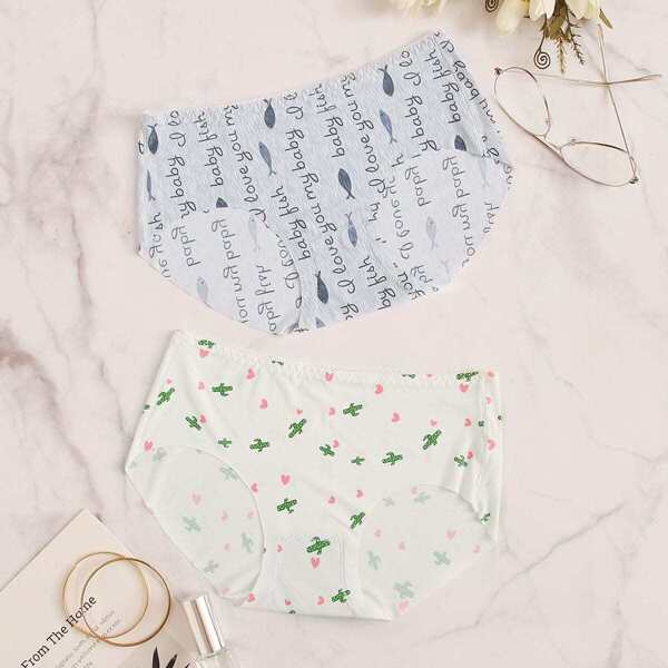 

Cartoon Print Panty Set 2pack, Multicolor