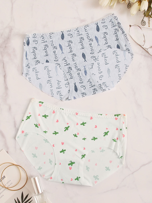 

Cartoon Print Panty Set 2pack, Multicolor