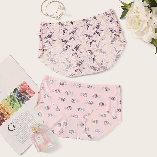 

Mixed Print Panty Set 2pack, Pink
