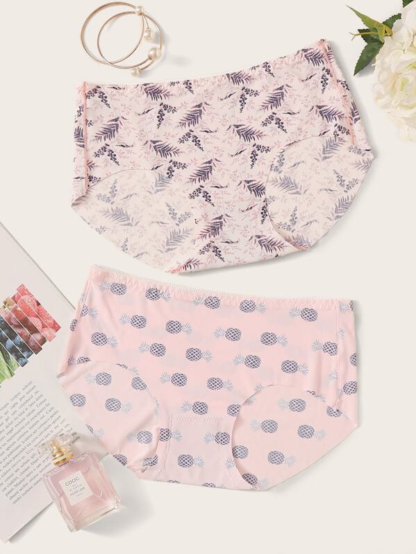 

Mixed Print Panty Set 2pack, Pink