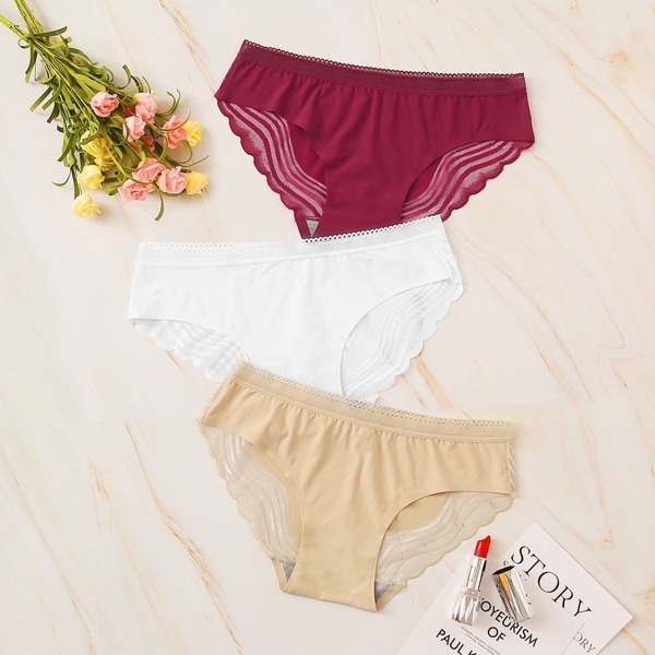 

Scalloped Lace Trim Panty Set 3pack