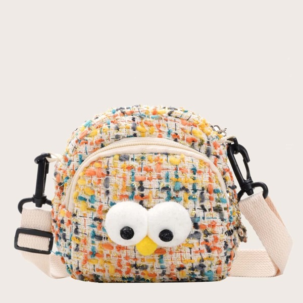 

Girls Pom Pom Decor Tweed Crossbody Bag