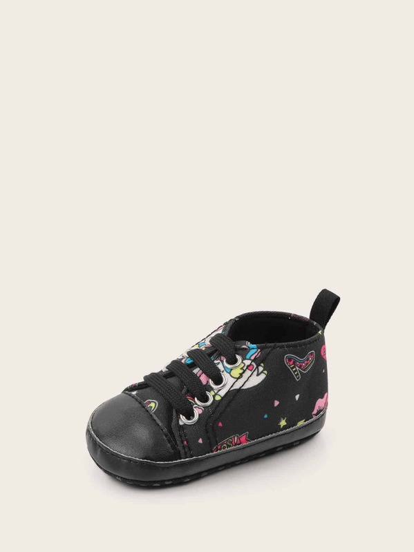 Baby Girls Random Unicorn Print Sneakers, Black