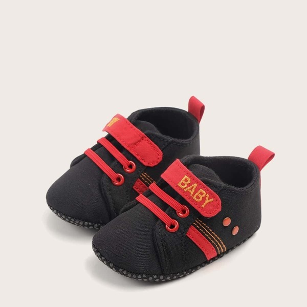 

Baby Boys Letter Embroidered Velcro Strap Sneakers, Black
