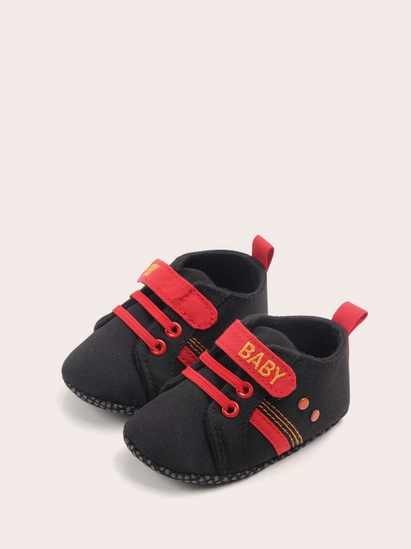

Baby Boys Letter Embroidered Velcro Strap Sneakers, Black