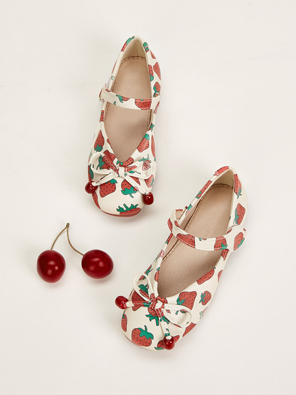 

Toddler Girls Strawberry Print Bow Decor Flats, Multicolor