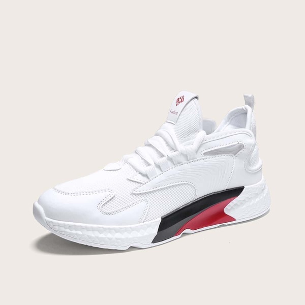 

Men Lace-up Front Mesh Trainers, White
