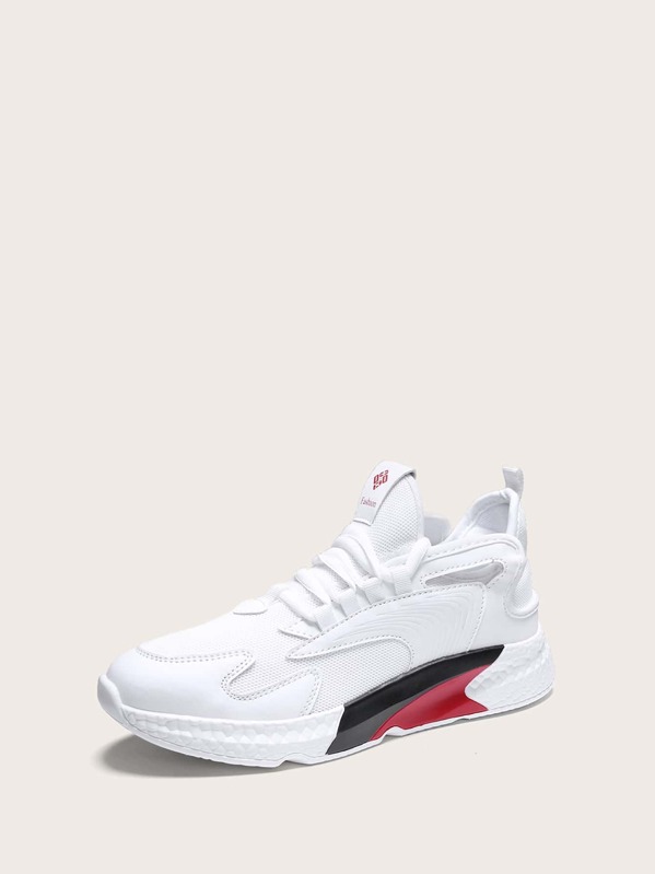 

Men Lace-up Front Mesh Trainers, White