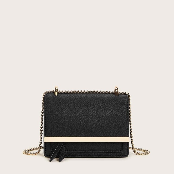 

Textured Flap Chain Crossbody Bag