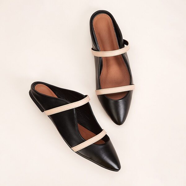 

Point Toe Double Strap Flat Mules
