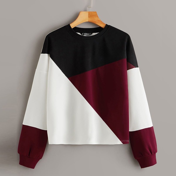 

Drop Shoulder Cut-and-sew Sweatshirt, Multicolor