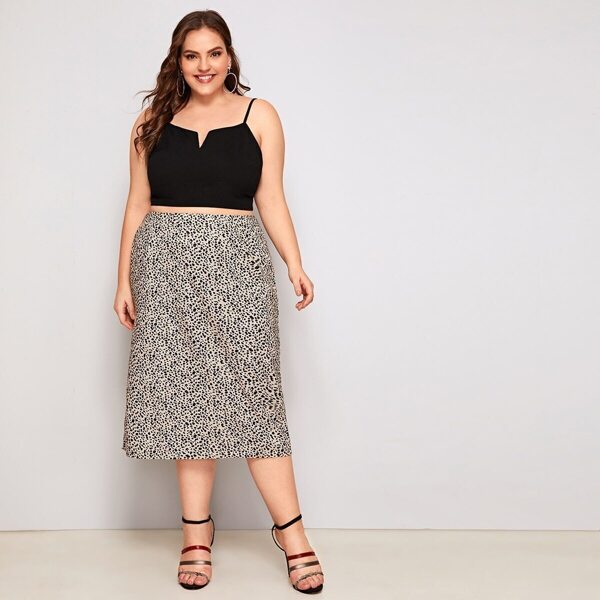

Plus Leopard Print Straight Skirt, Multicolor