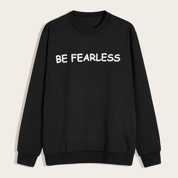 

Men Letter Print Round Neck Sweatshirt