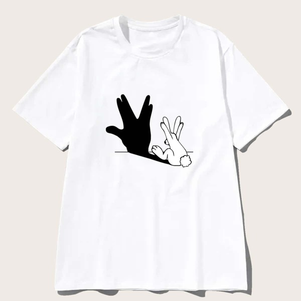 

Men Graphic Print Round Neck Tee, White