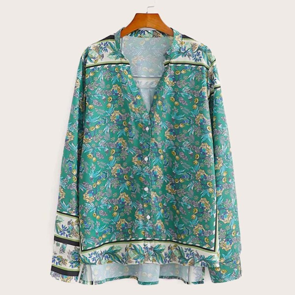 

Ditsy Floral Print High Low Blouse