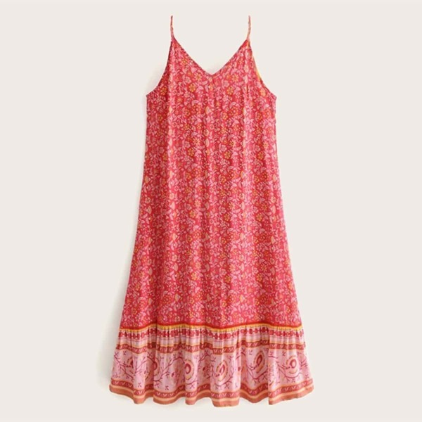 

Allover Ditsy Floral Print Cami Dress, Red
