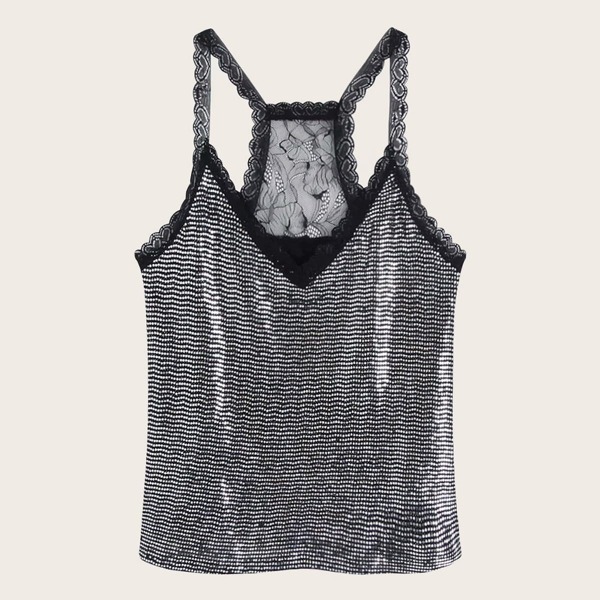 

Lace Panel Sequin Cami Top