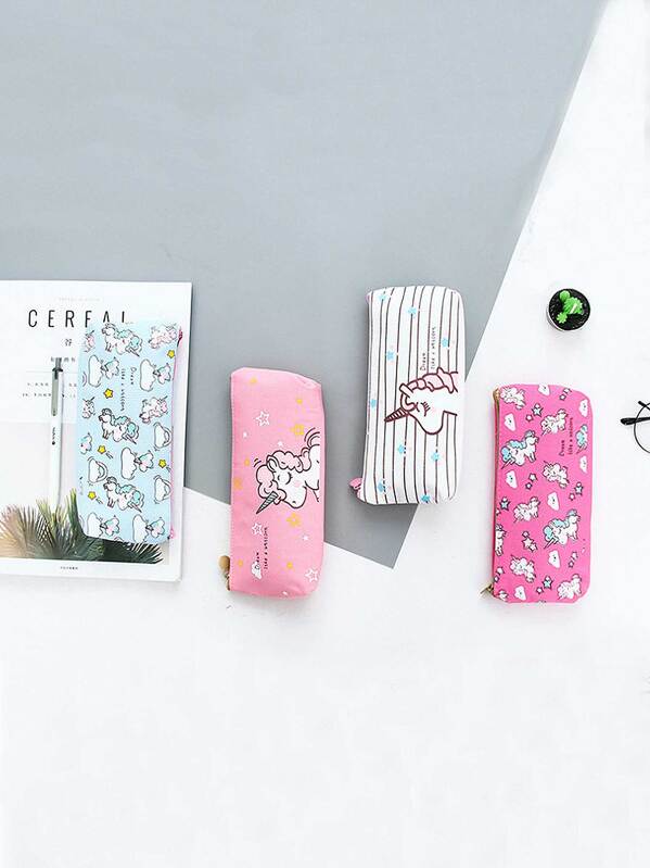 

1pc Cartoon Unicorn Print Pencil Bag