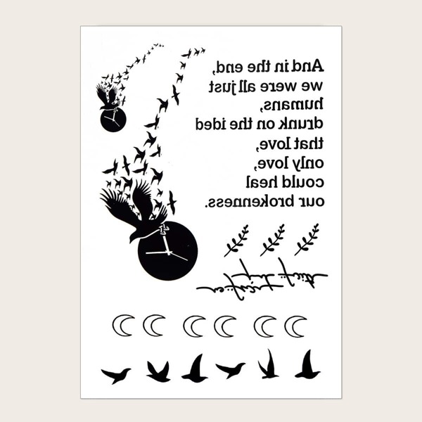 

1sheet Moon & Bird Pattern Tattoo Sticker