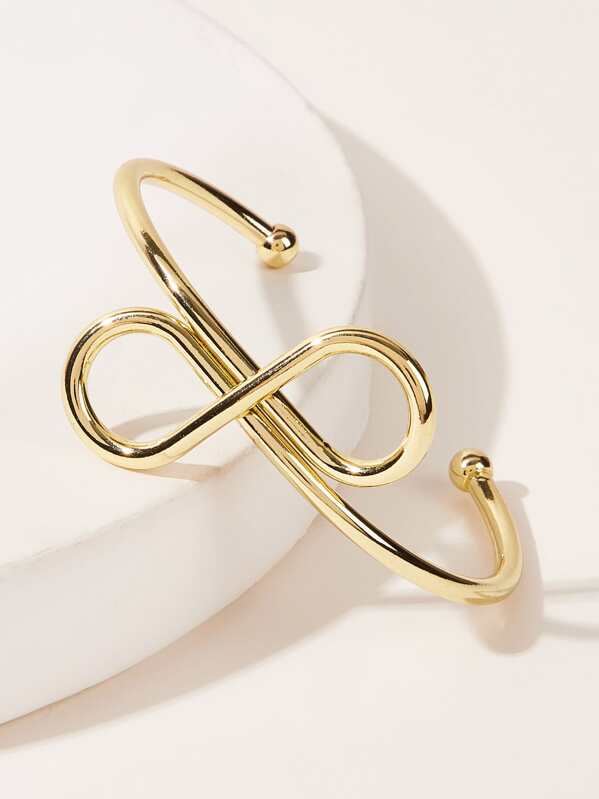 

1pc Eight-character Cuff Bracelet, Gold