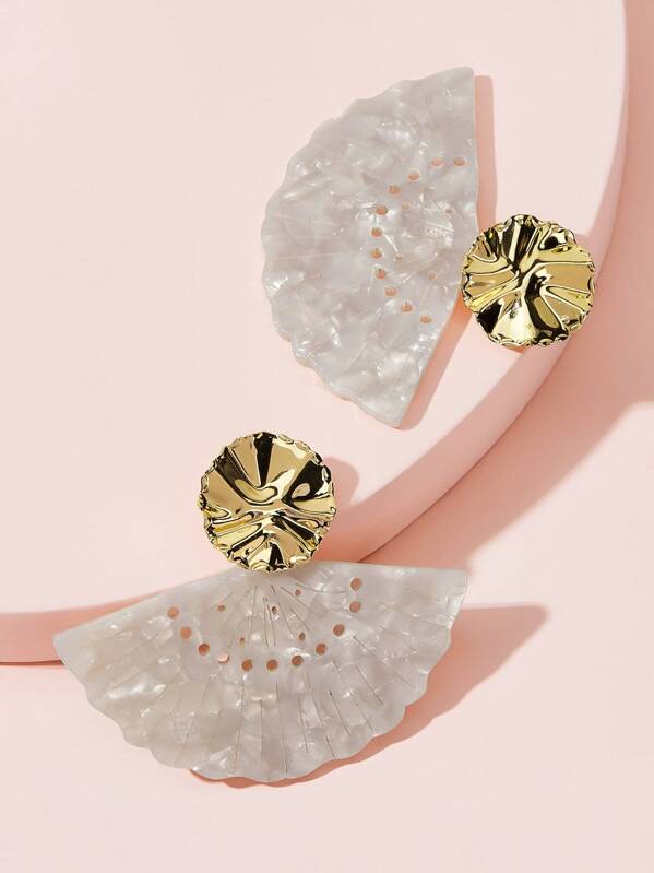 

1pair Textured Sector Drop Earrings, Multicolor