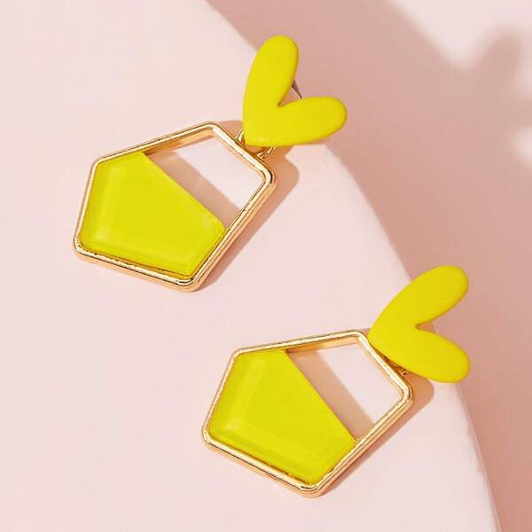 

1pair Irregular Geometric Design Drop Earrings, Yellow