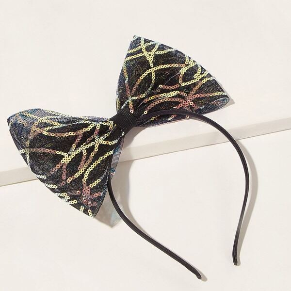 

Sequin Bow Knot Decor Headband, Black