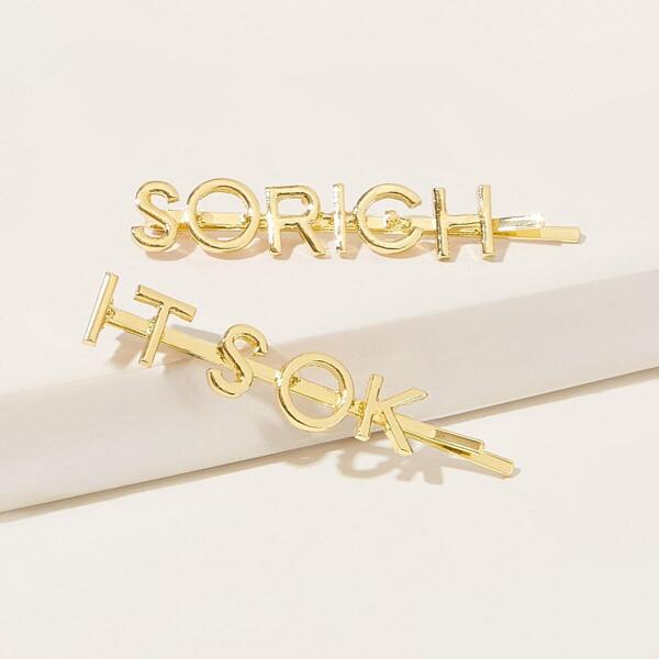 

2pcs Slogan Design Hairpin