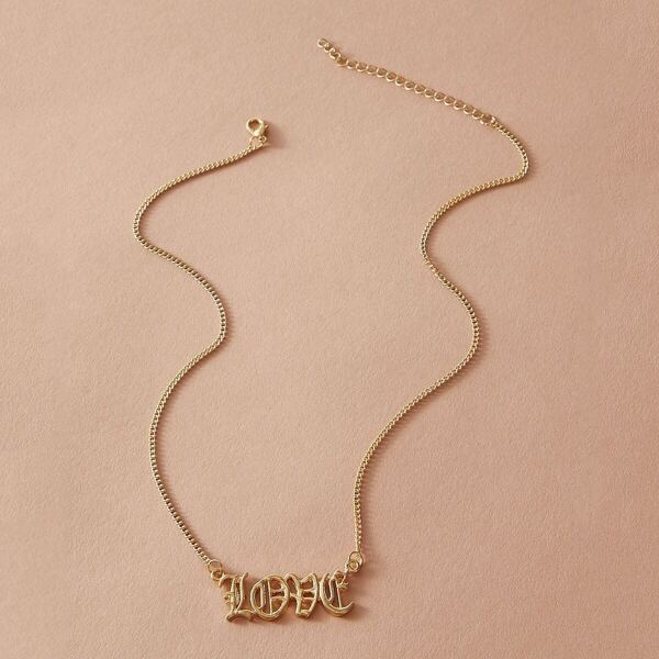 

1pc Letter Charm Necklace, Gold