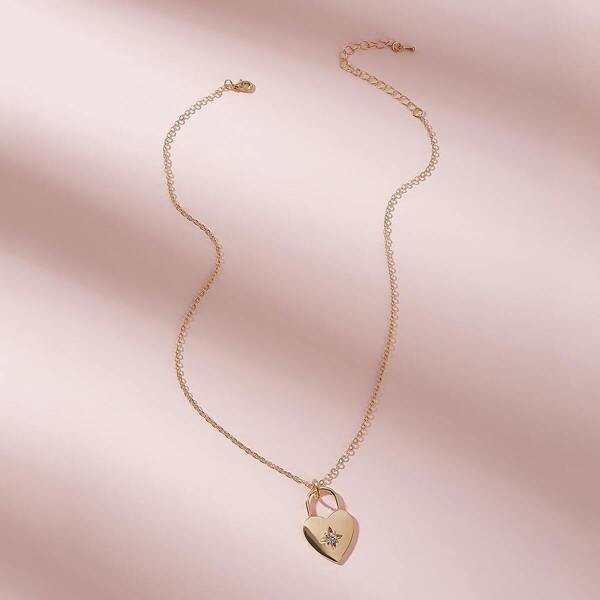 

1pc Heart Charm Necklace, Gold