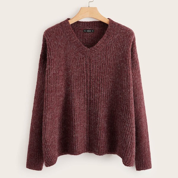 

Plus Drop Shoulder Sweater, Burgundy