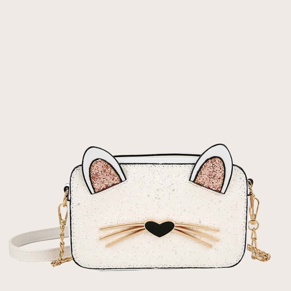 

Glitter Cat Design Chain Bag, Multicolor