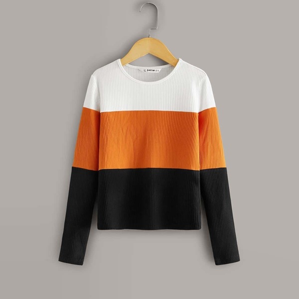 

Girls Colorblock Rib-knit Top, Multicolor