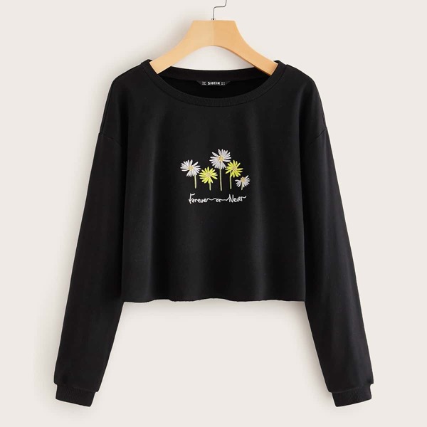 

Drop Shoulder Embroidery Detail Pullover