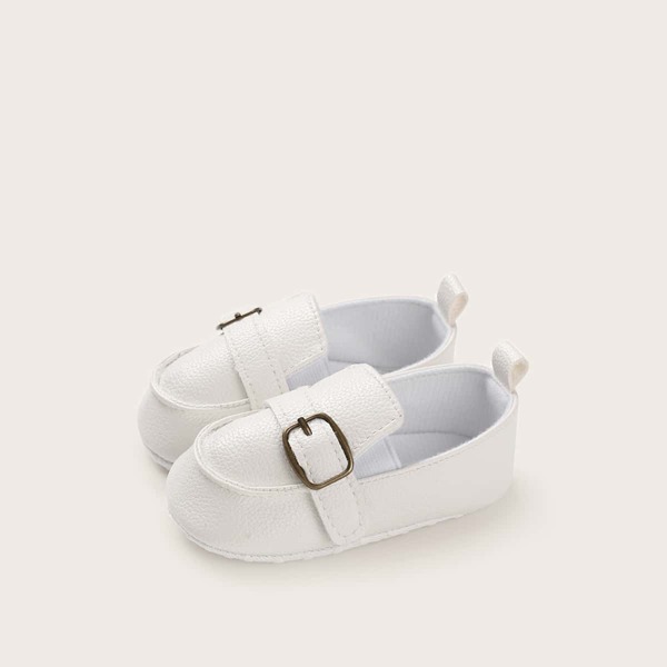

Baby Girls Buckle Decor Flat Loafers, White