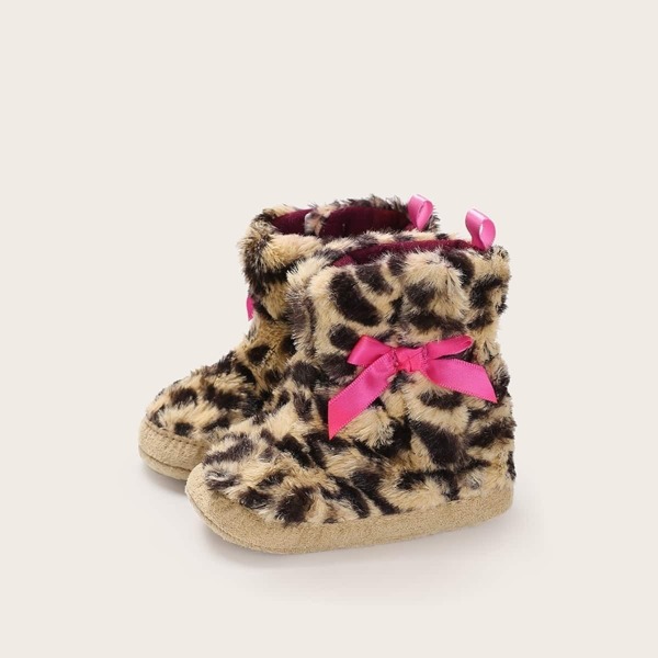 Baby Girls Bow Decor Leopard Boots