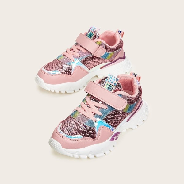 

Toddler Girls Contrast Sequins Decor Chunky Sneakers